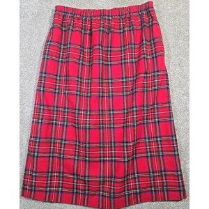 Prestige Sportswear Vintage Tartan Plaid Wool Blend Skirt USA Made Pockets Sz 14